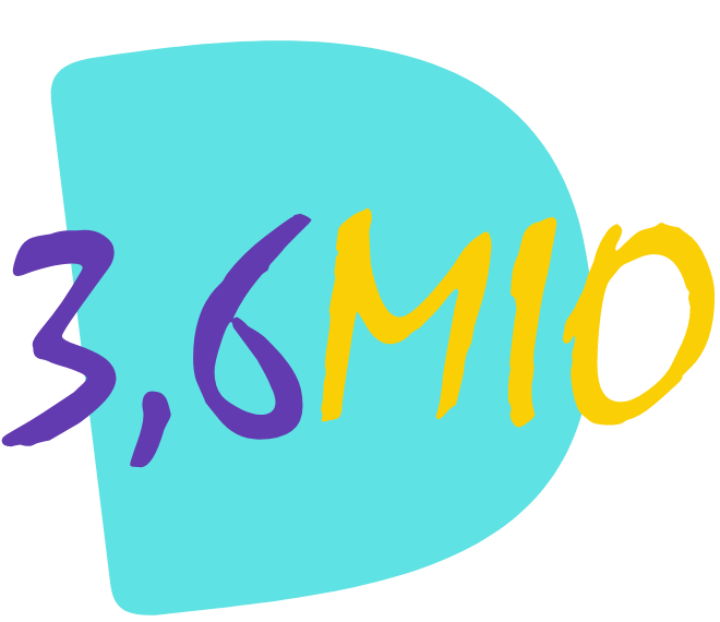 Schritzug in Lila und Gelb auf blauen Grund: 3,6 Millionen