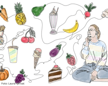 Eine Grafik symbolisiert Ernährungstrigger bei Neurodermitis und die Erfahrungen einer Betroffenen