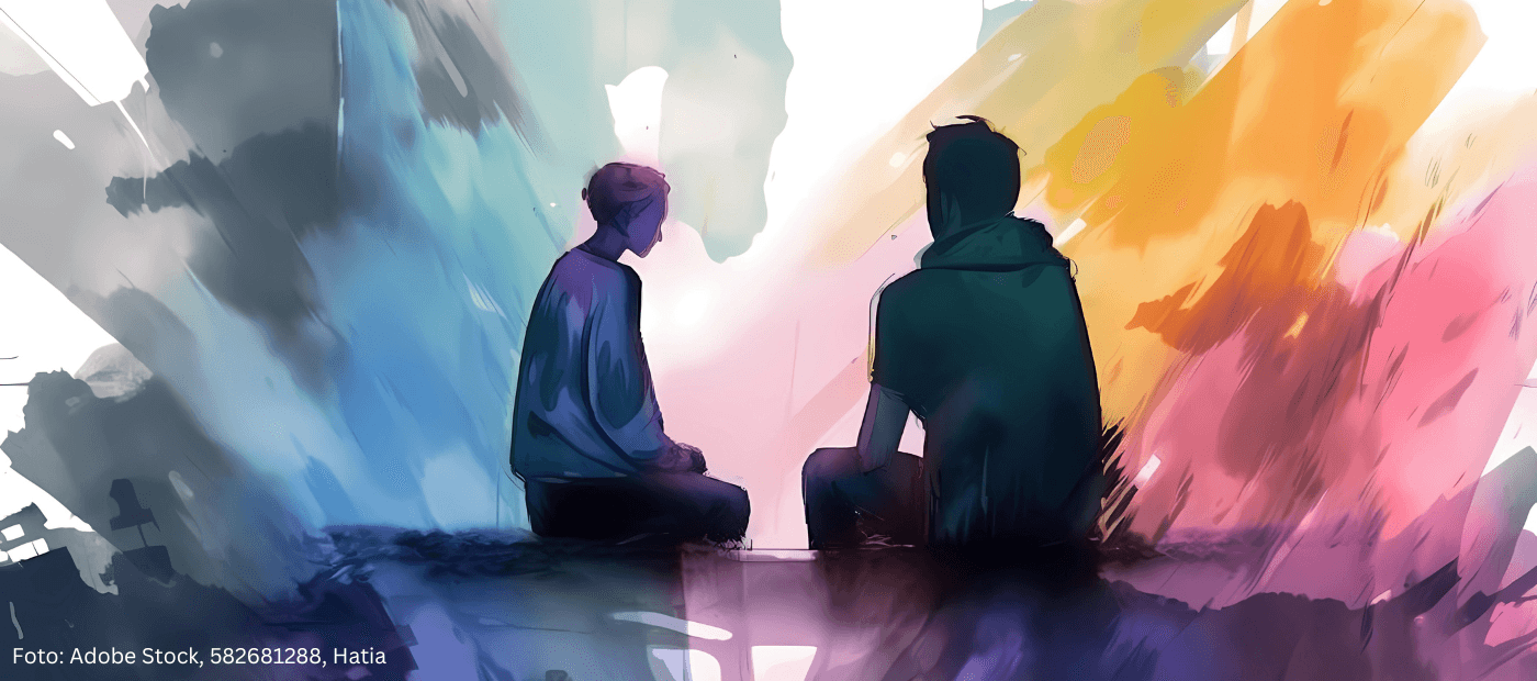 Ein Bild von zwei Menschen symbolisiert Neurodermitis und die psychische Belastung