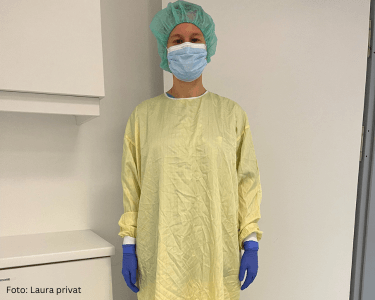 Laura im Beruf – sie arbeitet trotz Neurodermitis als MTRA